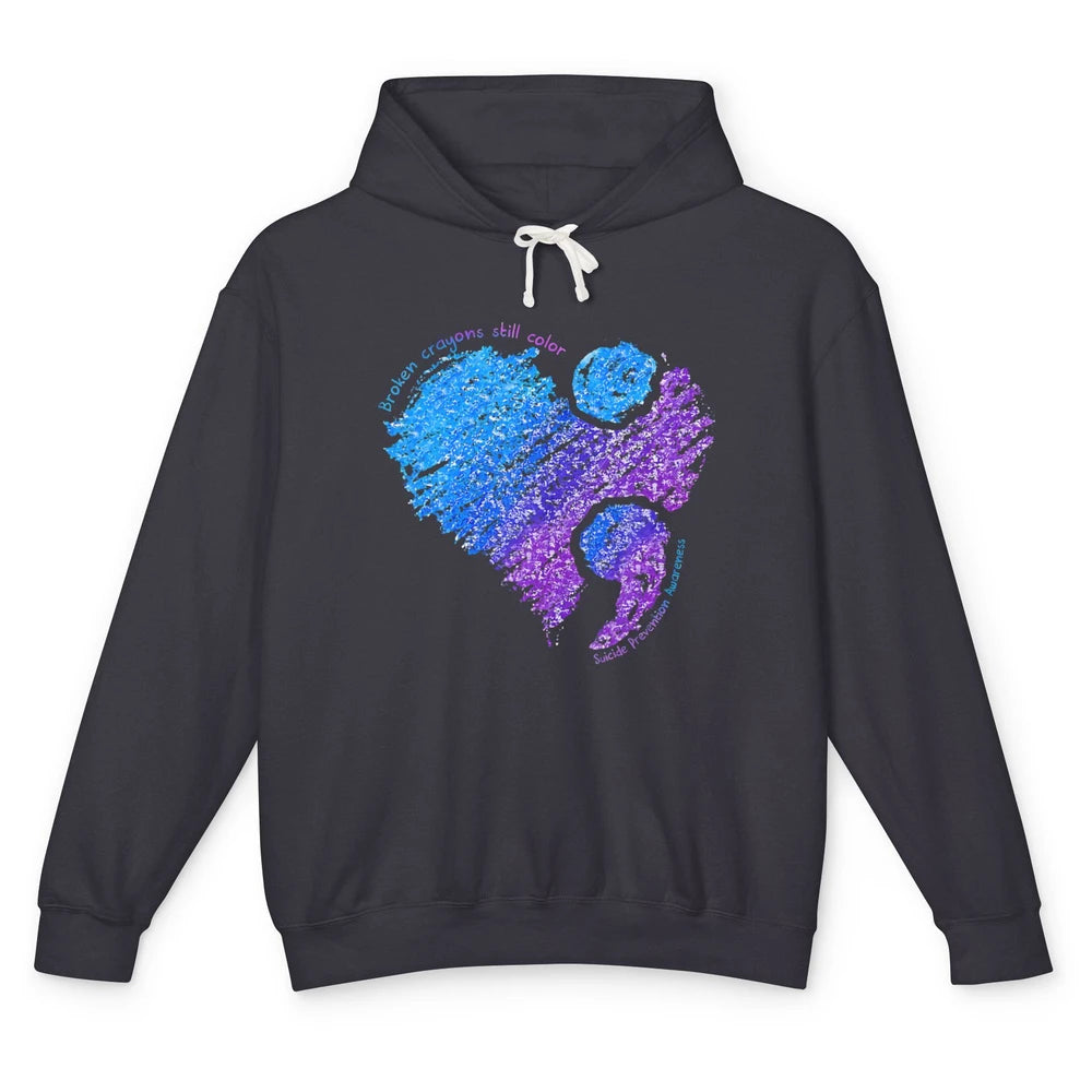 Semicolon Turquoise Blue Ribbon Heart Suicide Prevention Unisex Lightweight Hoodie