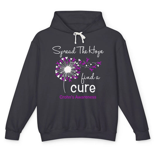 Spread Hope Purple Flower Warrior Crohns Disease Awareness Unisex Lightweight Hoodie