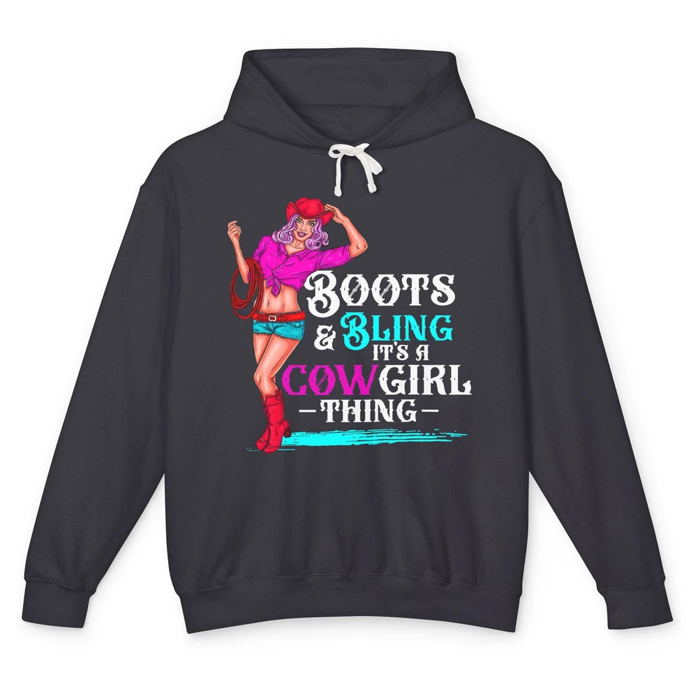 Cowgirl Boots And Bling It's Cowgirl Things Western Country Unisex Lightweight Hoodie