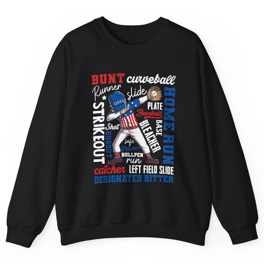 Baseball Dabbing 4th of July US Patriotic Baseball Players Unisex Crewneck Sweatshirt