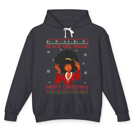 Ugly African Girl American Melanin Christmas Santa Hat Afro Unisex Lightweight Hoodie