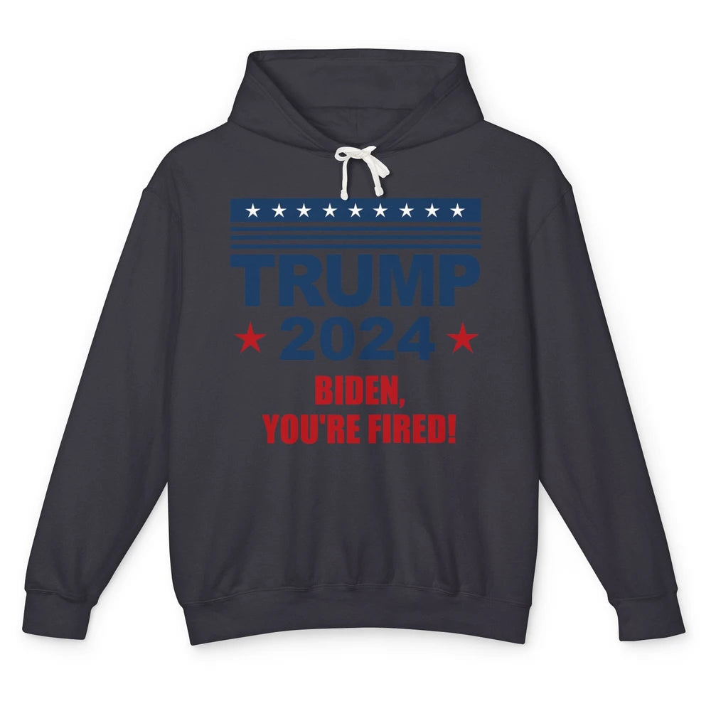 Retro US Flag Trump 2024 Return Biden You're Fired Patriot Unisex Lightweight Hoodie