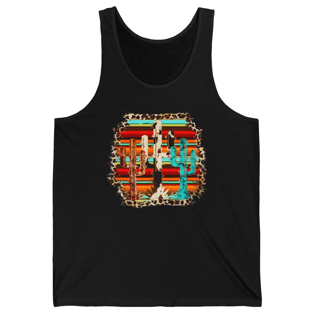 Western Country Cactus Cowhide Serape Turquoise Leopard Unisex Jersey Tank