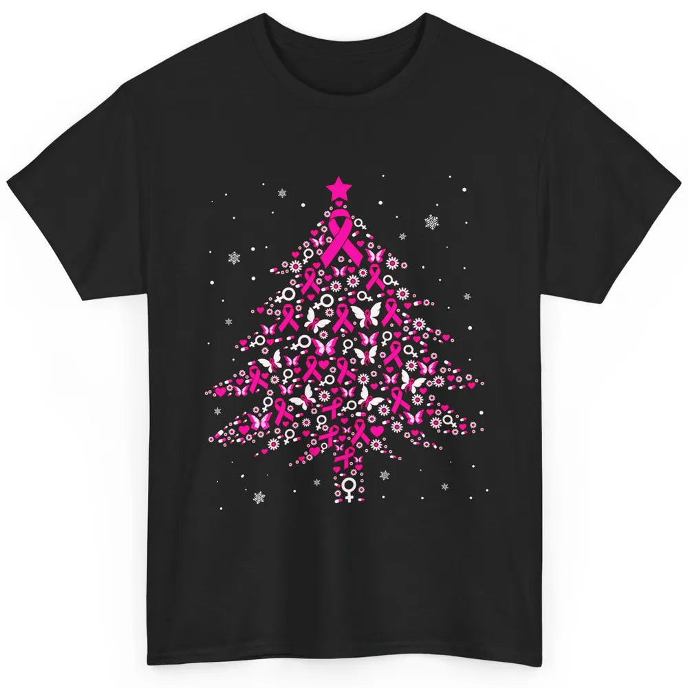 Breast Cancer Pink Ribbon Xmas Tree Breast Cancer Christmas Classic Unisex T-Shirt