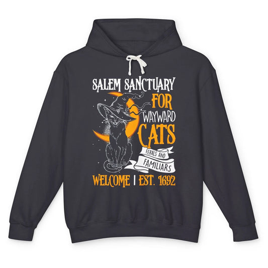 Witch Cat Salem Sanctuary Witch City Halloween Gothic Cat Unisex Lightweight Hoodie