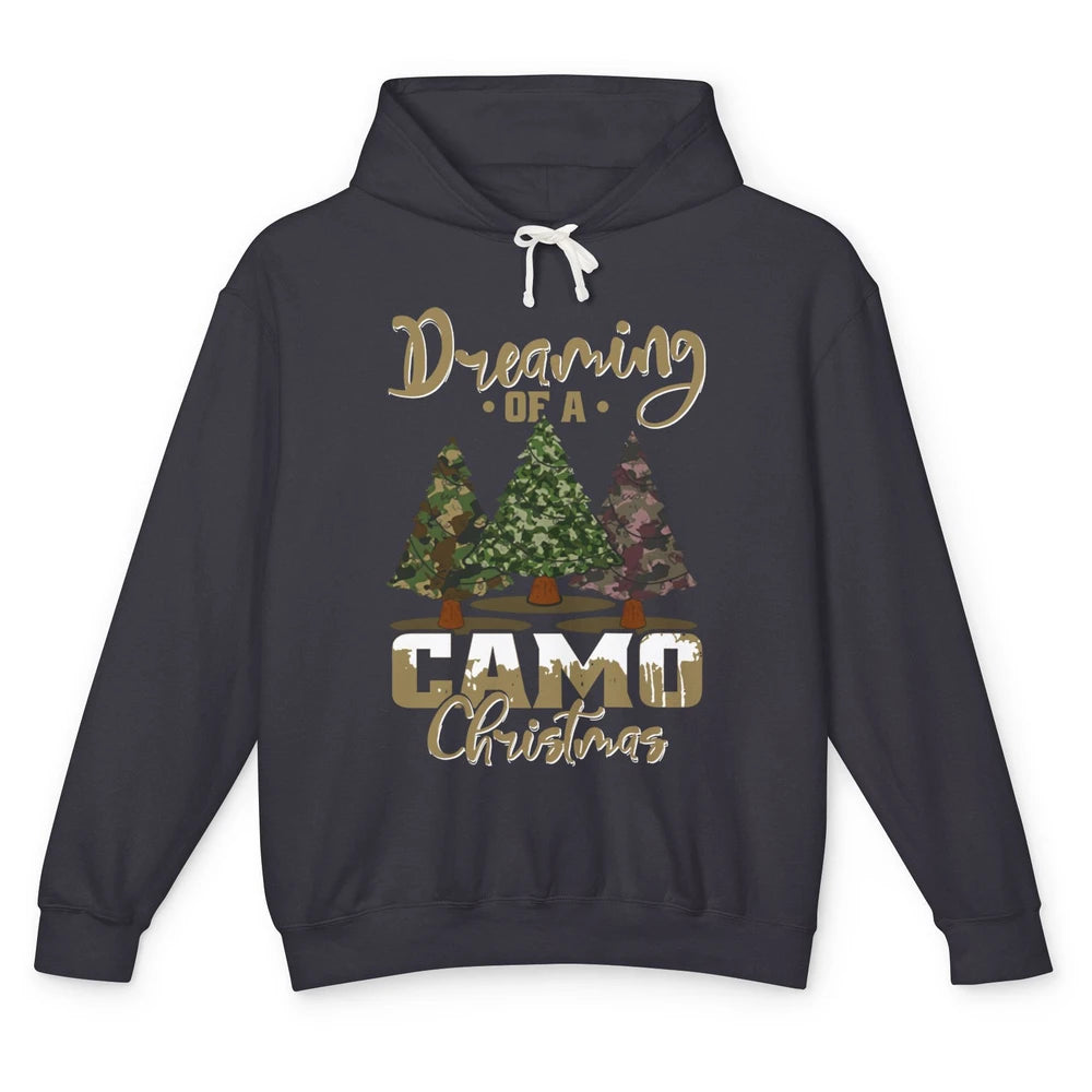 Christmas Tree Dreaming Of A Camo Christmas Veteran Gift Unisex Lightweight Hoodie