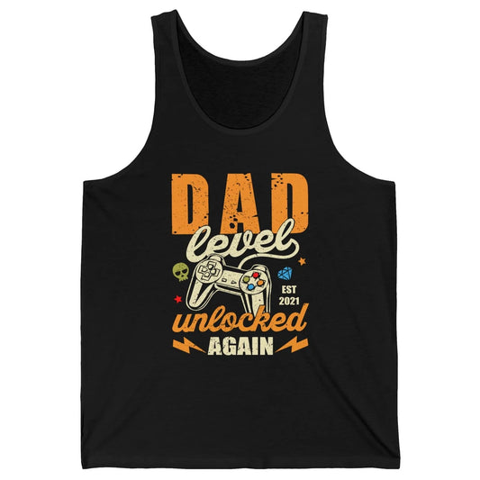 Vintage Dad Level Unlocked Again Est 2021 Game Lovers Gift Unisex Jersey Tank