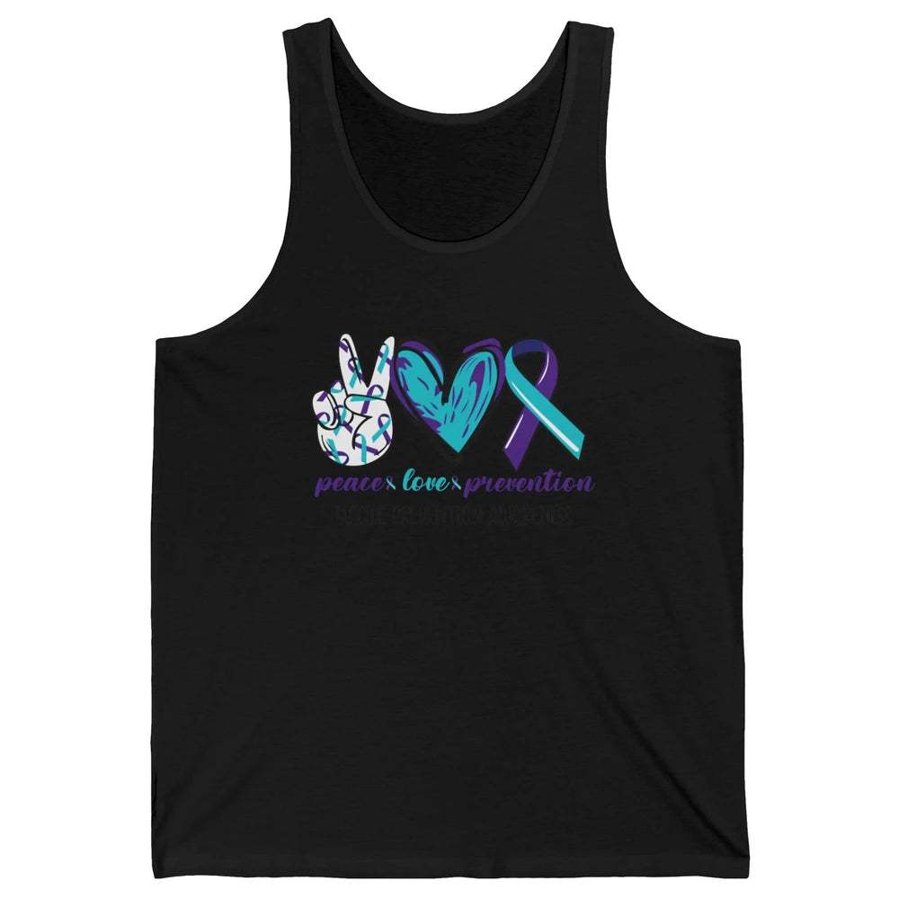 Suicide Prevention Awareness Ribbon Peace Love Prevention Unisex Jersey Tank