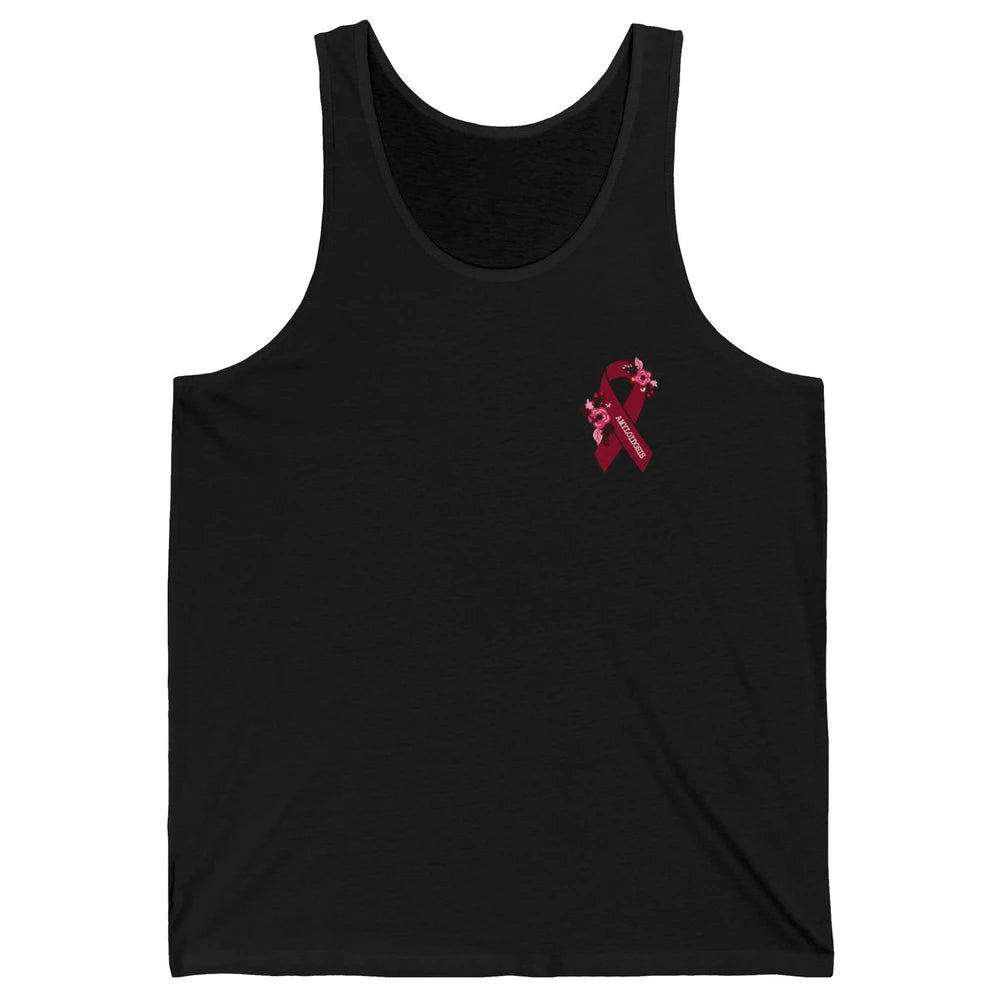 Amyloidosis Awareness Floral Burgundy Ribbon Rainbow Unisex Jersey Tank