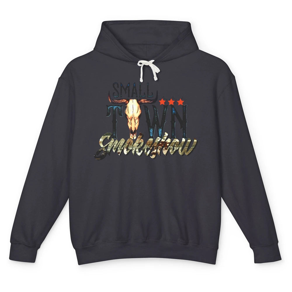 Boho Bull Skull Small Town Smokeshow Western Country Cowgirl Unisex Lightweight Hoodie