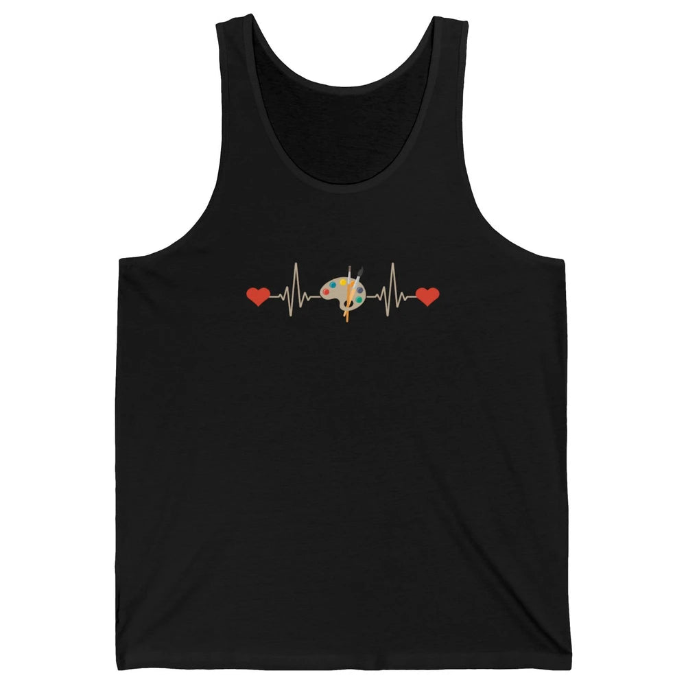 Art Paint Palette Brush Heartbeat Painter Artist Retro Paint Unisex Jersey Tank