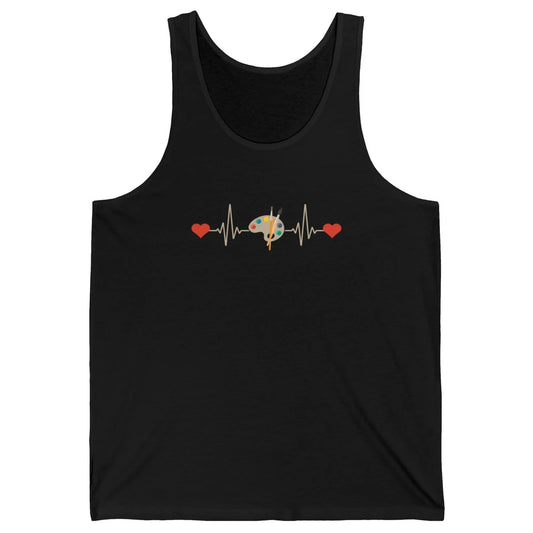 Art Paint Palette Brush Heartbeat Painter Artist Retro Paint Unisex Jersey Tank