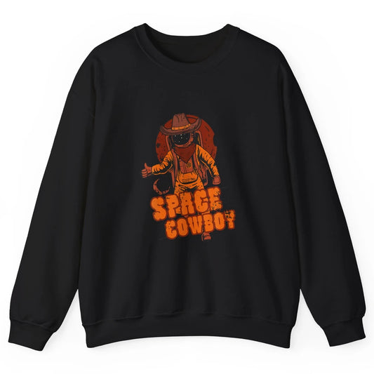 Retro Space Cowboy Cowgirl Rodeo Horse Astronaut Western Unisex Crewneck Sweatshirt