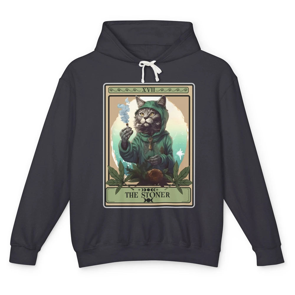 Vintage The Stoner Cat Tarot Card Weed Cannabis Marijuana Unisex Lightweight Hoodie