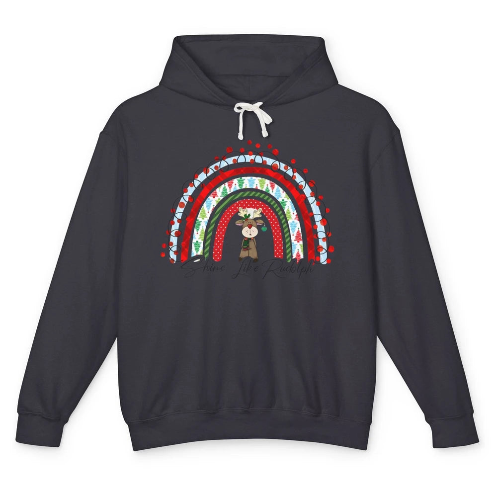 Boho Christmas Tree Rainbow Shine Like Reindeer Christmas Unisex Lightweight Hoodie