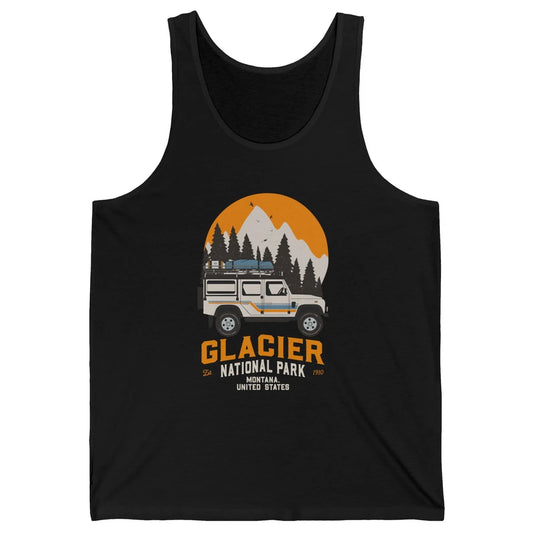 Vintage Glacier National Park Montana Road Trip Camping Unisex Jersey Tank