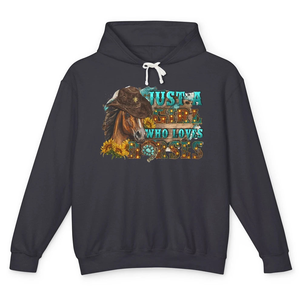 Floral Horse Mom Just A Girl Who Loves Horses Western Cowboy Unisex Lightweight Hoodie