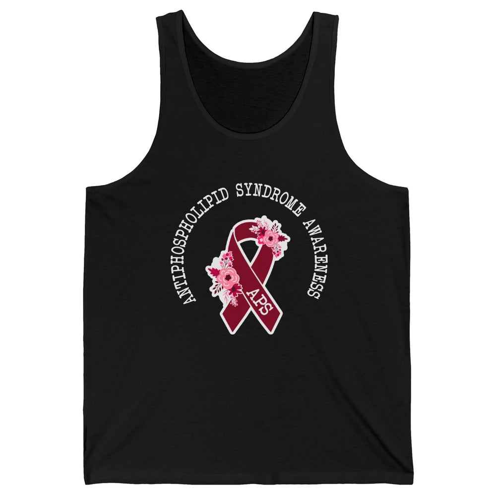 Antiphospholipid Syndrome Awareness APS Burgundy Ribbon Unisex Jersey Tank