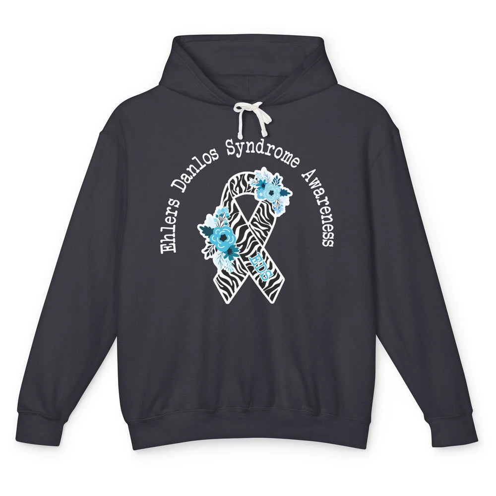 Ehlers Danlos Syndrome Awareness EDS Zibra Ribbon Rainbow Unisex Lightweight Hoodie