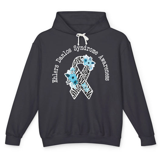 Ehlers Danlos Syndrome Awareness EDS Zibra Ribbon Rainbow Unisex Lightweight Hoodie