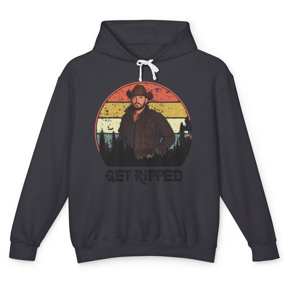 Vintage Cowboy Get Ripped Western Country Music Rodeo Dad Unisex Lightweight Hoodie