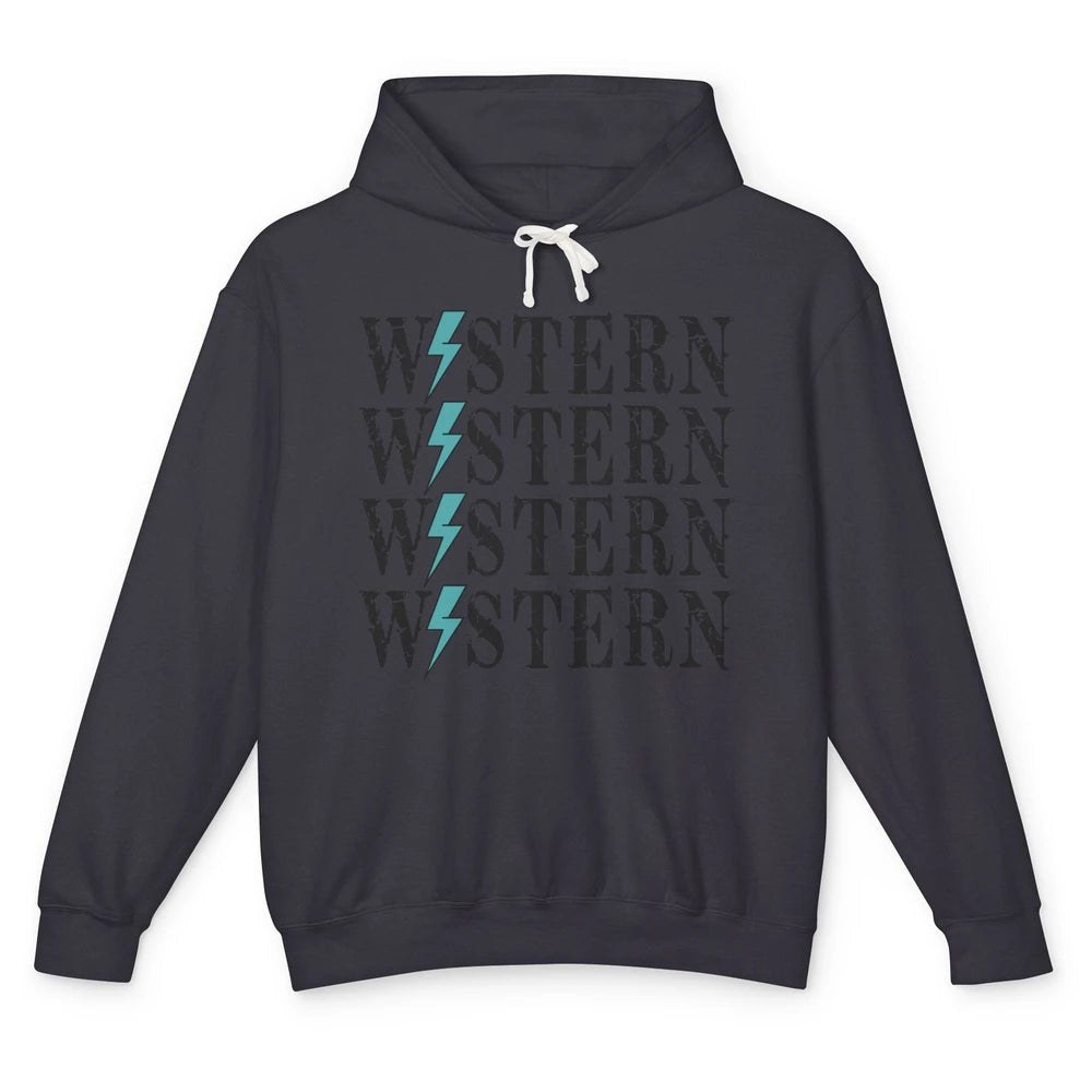 Retro Cowboy Lightning Bolt Western Country Cowgirl Gift Unisex Lightweight Hoodie