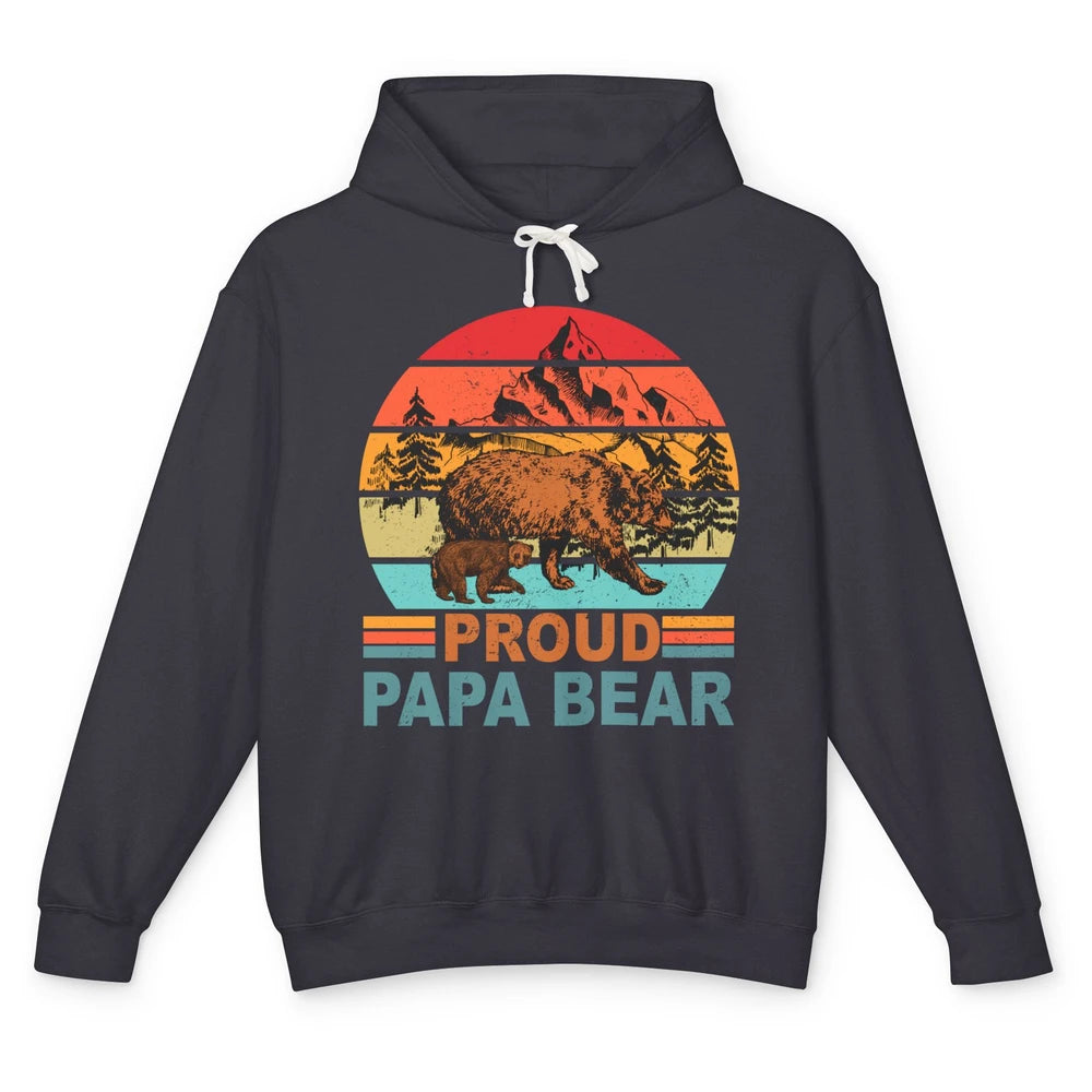 Vintage Mountain Proud Papa Bear Baby Bear Fathers Day Unisex Lightweight Hoodie