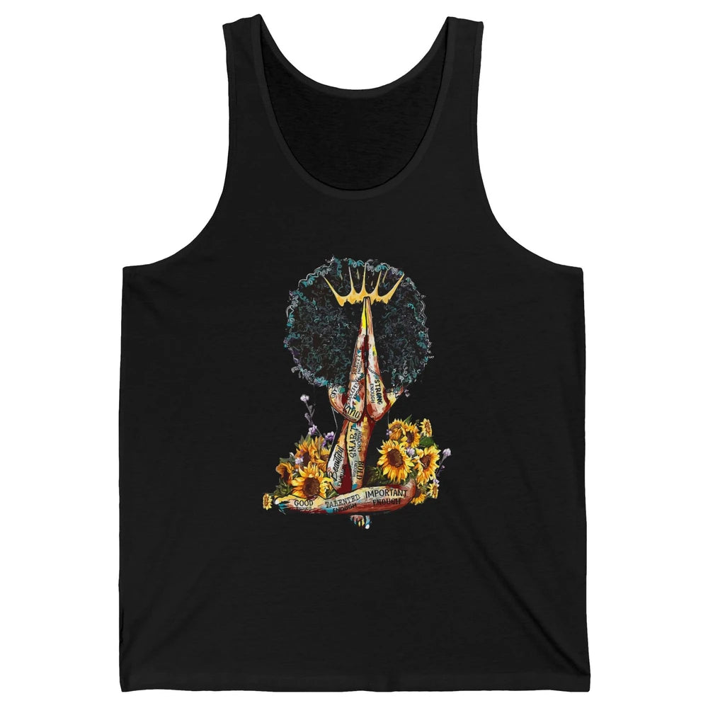 Black Woman Girl Praying African American Lady Black Pride Unisex Jersey Tank