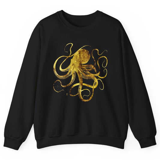 Squid Optical Illusion Octopus Japanese Calligraphy Gyotaku Unisex Crewneck Sweatshirt