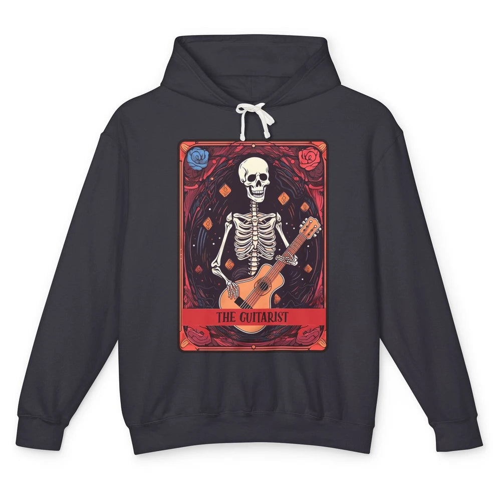 Retro Skeleton Musician The Guitarist Tarot Card Halloween Unisex Lightweight Hoodie