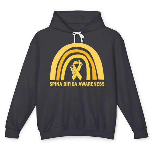 Spina Bifida Awareness Floral Yellow Ribbon Rainbow Unisex Lightweight Hoodie