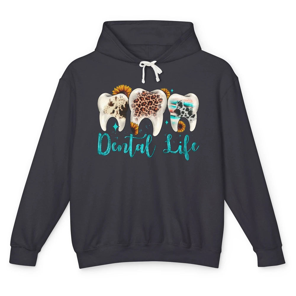 Western Dental Life Tooth Leopard Flower Dentist Hygienist Unisex Lightweight Hoodie