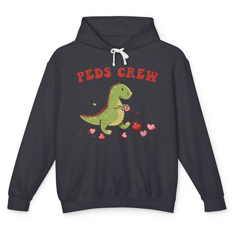 Pediatric Nurse Valentines Dinosaur Peds Crew Valentines Day Unisex Lightweight Hoodie