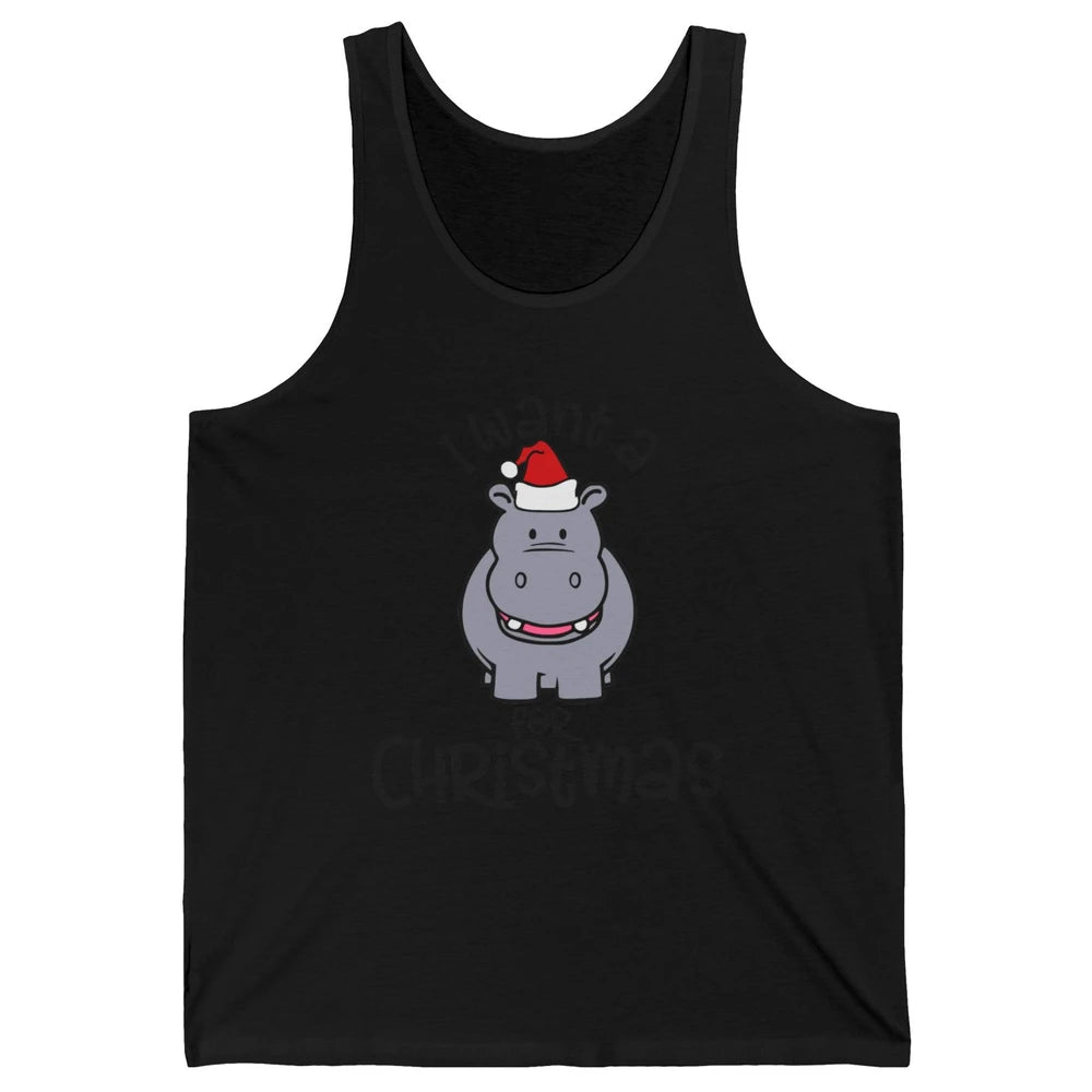 Funny I Want A Hippopotamus For Christmas Tree Hippo Santa Unisex Jersey Tank