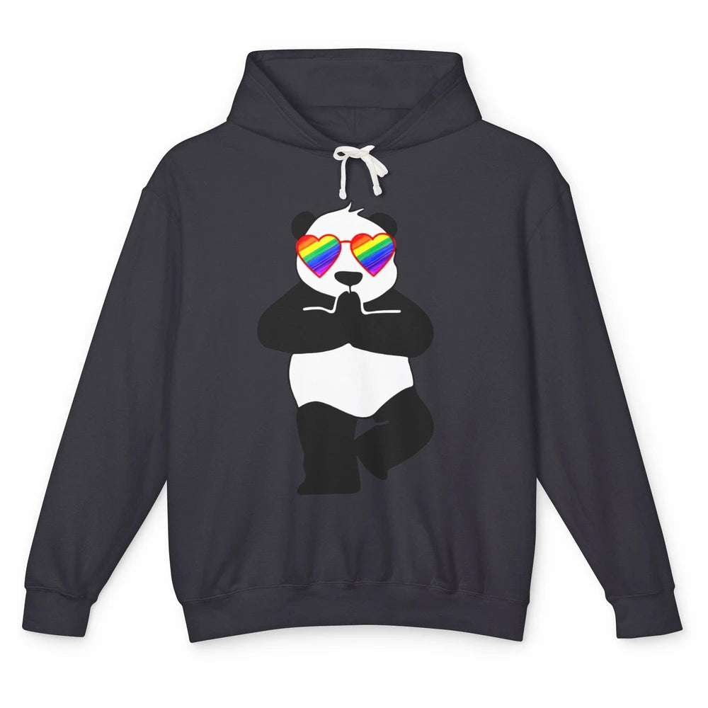 Yoga Panda LGBT Gay Pride Month Rainbow Sunglasses Love Unisex Lightweight Hoodie