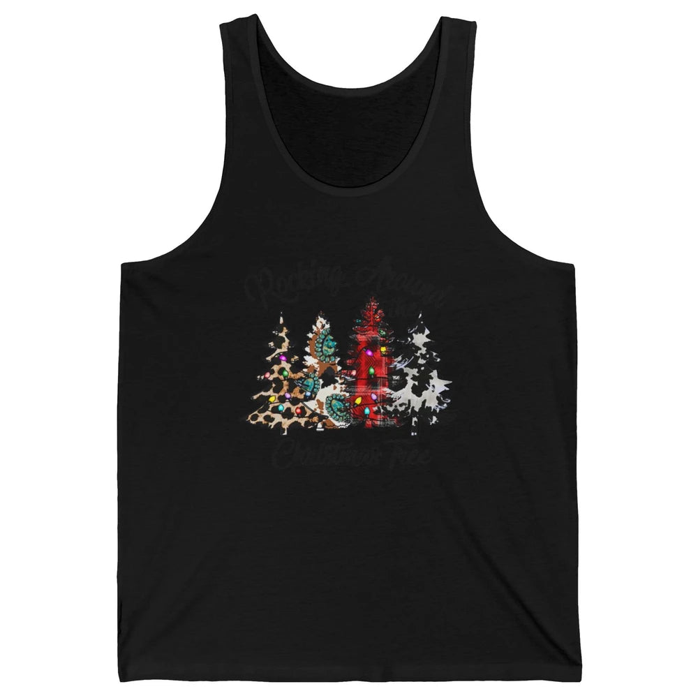 Leopard Christmas Tree Rocking Around Christmas Tree Western Unisex Jersey Tank