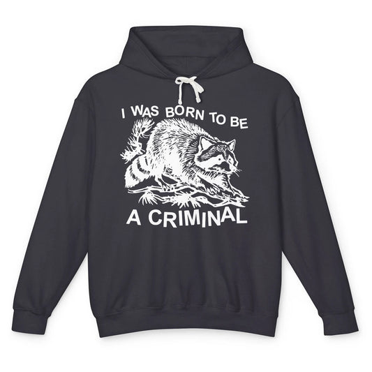 Vintage Racoon I Was Born To Be A Criminal Trashed Racoon Unisex Lightweight Hoodie