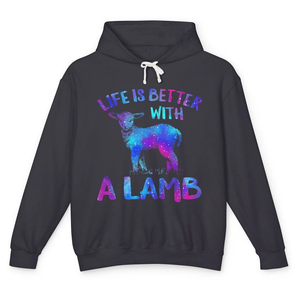 Life Better With Lamb Baby Sheep Shepherd Farm Animal Farmer Unisex Lightweight Hoodie