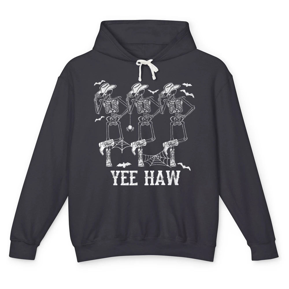 Yee Haw Skeleton Dancing Cowboy Boots Howdy Western Rodeo Unisex Lightweight Hoodie