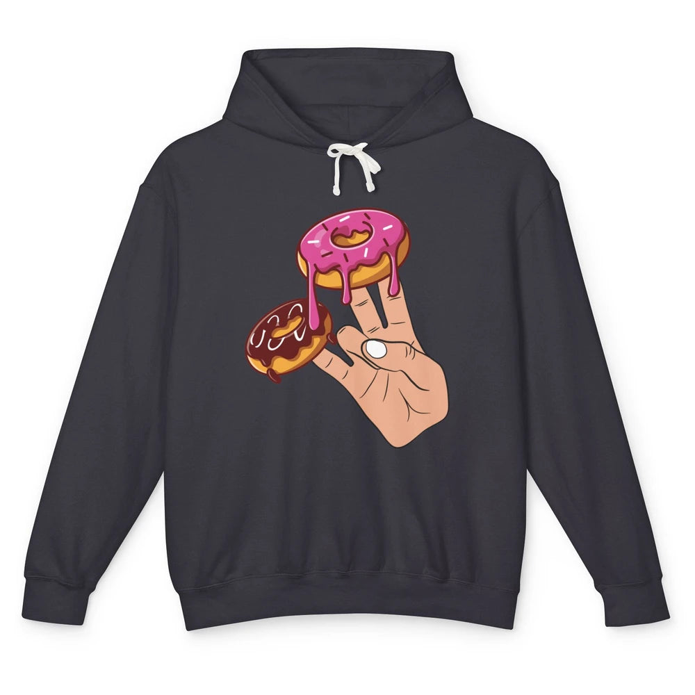 Funny Donut Two In Pink Shocker Men Women Sarcastic Doughnut Unisex Lightweight Hoodie