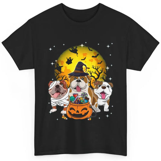 English Bulldog Witch Dog Ghosts Halloween Trick or Treat Classic Unisex T-Shirt