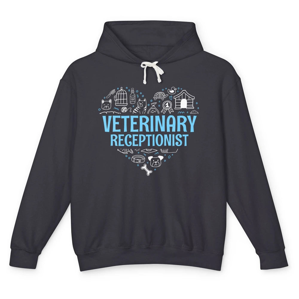 Veterinary Receptionist Vet Secretary Animal Pet Heart Love Unisex Lightweight Hoodie