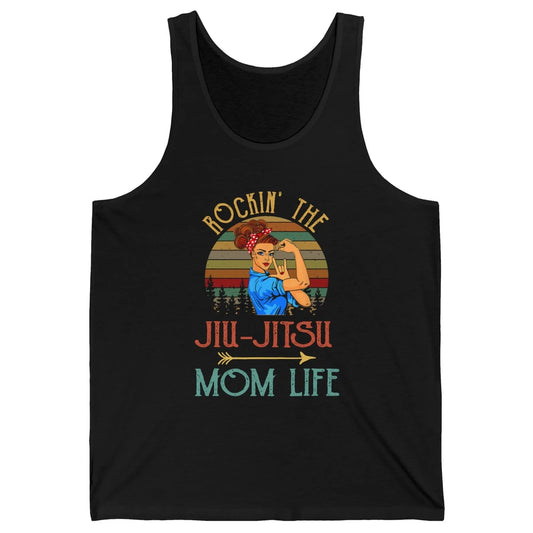 Vintage Messy Bun Jiu Jitsu Mom Life Taekwondo Martial Art Unisex Jersey Tank