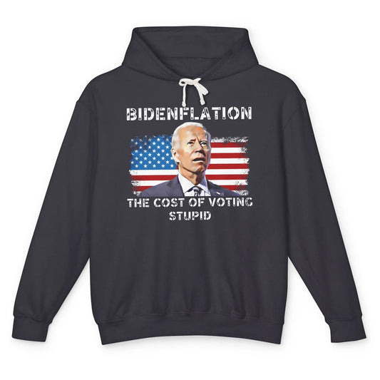 Funny Bidenflation Cost Of Voting Stupid Anti Joe Biden Unisex Lightweight Hoodie