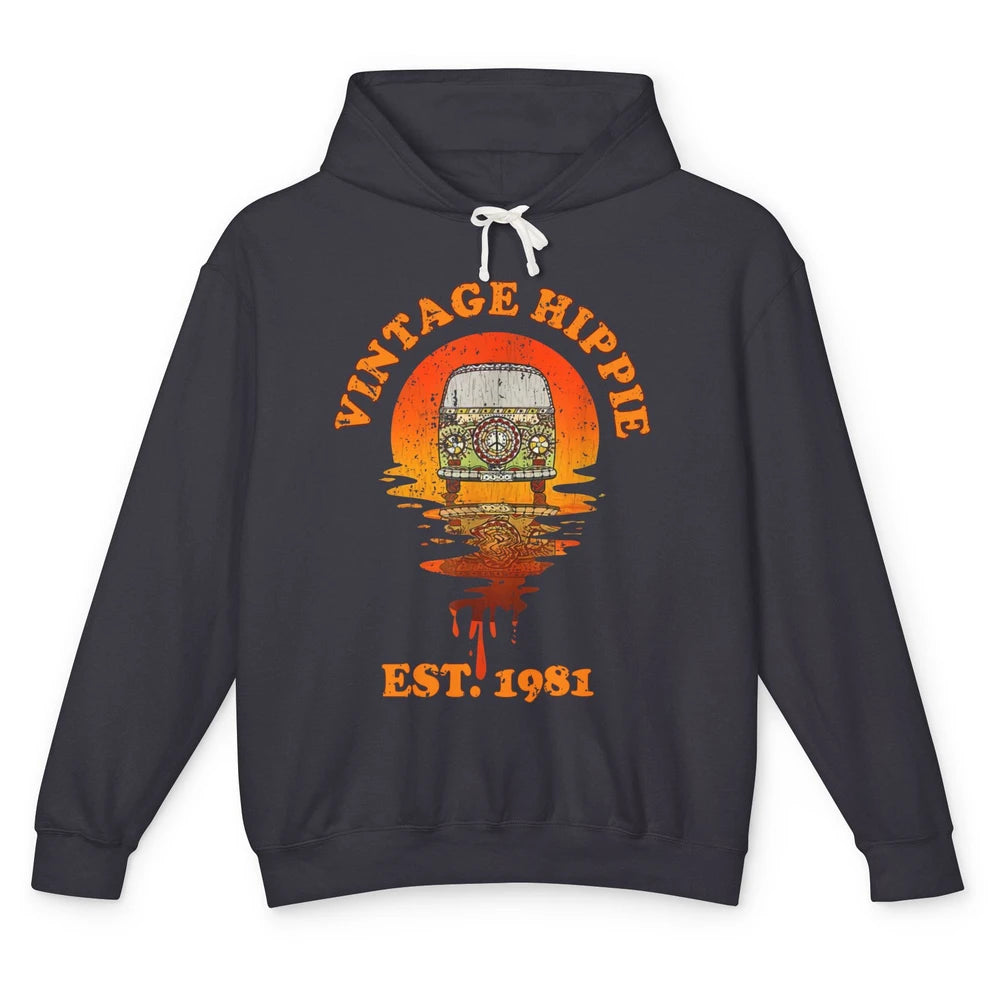 Vintage Hippie 1981 40th Birthday Hippie Van Peace Lovers Unisex Lightweight Hoodie