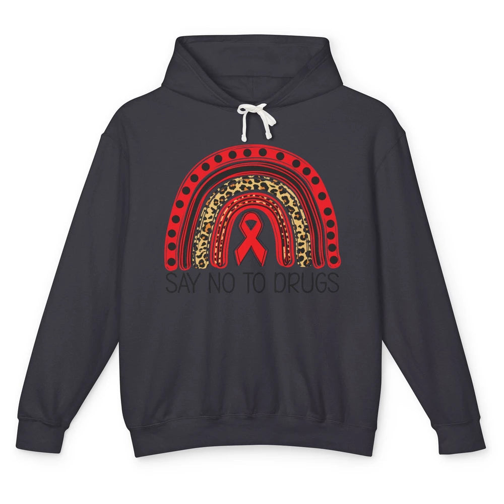 Red Ribbon Week Awareness Leopard Rainbow Say No To Drugs Unisex Lightweight Hoodie