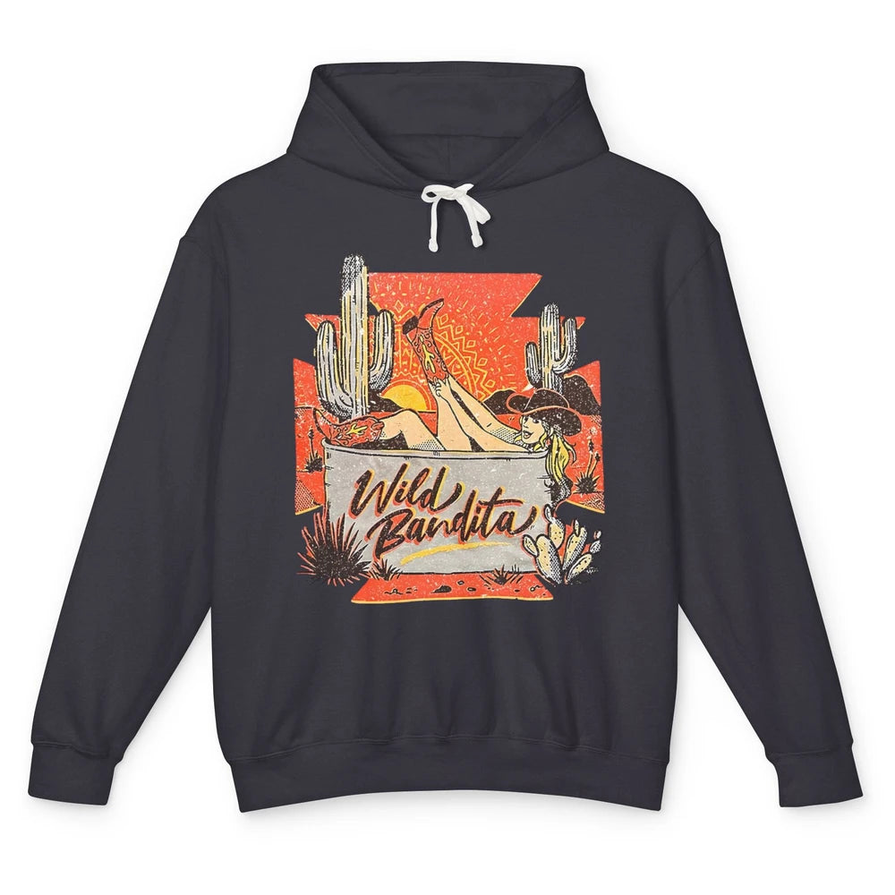 Retro Desert Cactus Cowgirl Wild Bandita Western Country Unisex Lightweight Hoodie