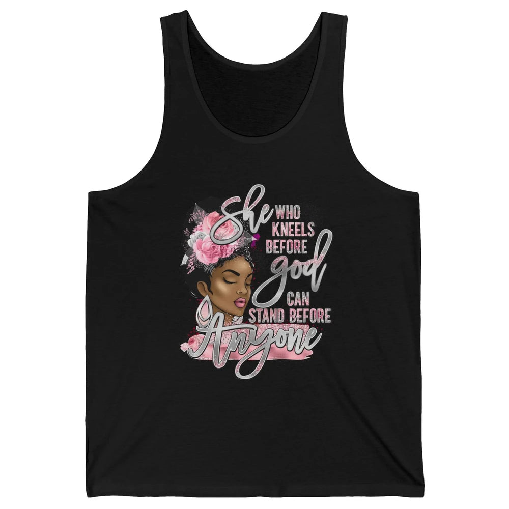 Black Girl She Who Kneels Before God Christian Afro Women Unisex Jersey Tank