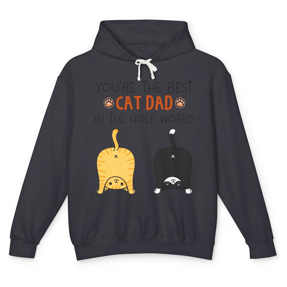 Funny Best Cat Dad In The Hole World Father's Day Unisex Lightweight Hoodie