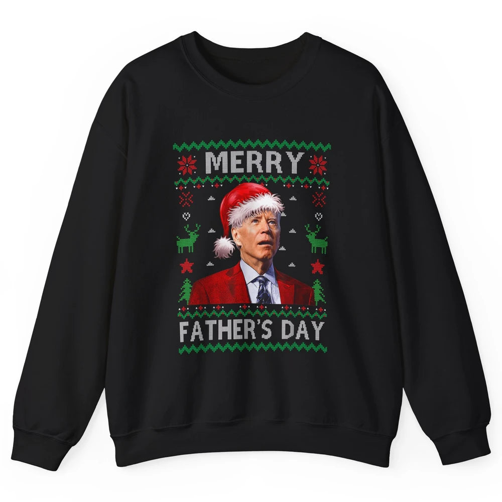 Funny Santa Hat Joe Biden Confused Ugly Christmas President Unisex Crewneck Sweatshirt